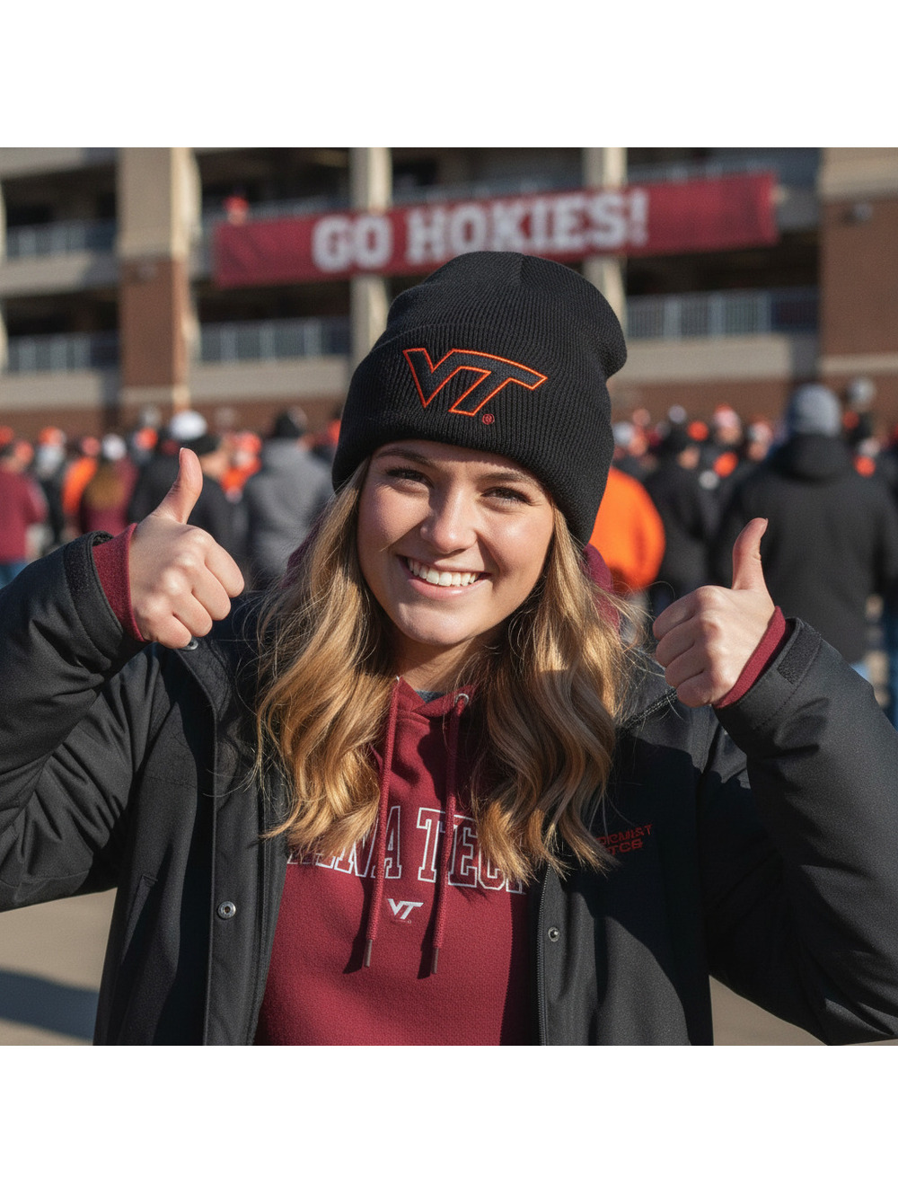 Virginia Tech VT starter knit beanie navy and orange
